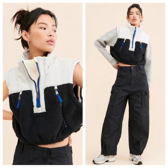 FP Movement by Free People Jackets & Blazers - FP Movement Free People Journey Ahead Shearling Vest in Ivory Combo